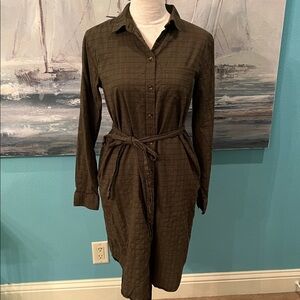 Sonoma Olive Green Button Down Shirt Dress, Small